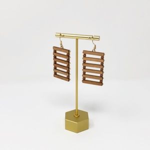 Wooden Bead Rectangle Earrings